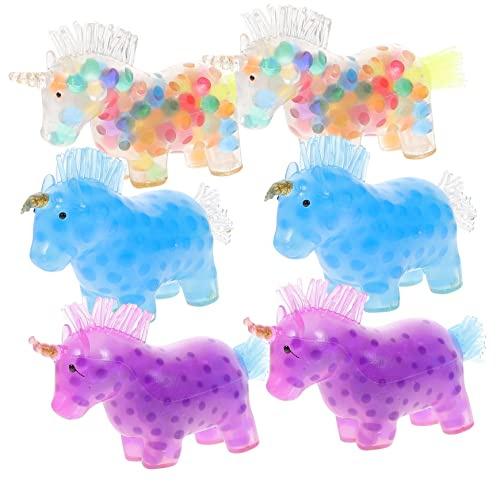 Hohopeti 6 Stück Teiliges Einhorn Stressspielzeug Bunte TPR Fidget Balls zur Stresslinderung und Konzentrationsförderung Lustige Einhorn Party und Decompression Toy Zufällige Farbe