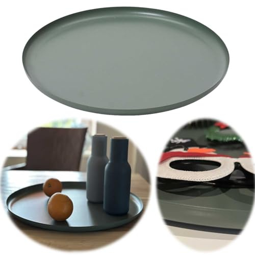LS-LebenStil XL Metall Deko-Teller Grün Ø 30cm Rund Deko-Tablett Deko-Schale Kerzentablett Servierteller Serviertablett Dekoteller Deko Wohnzimmer