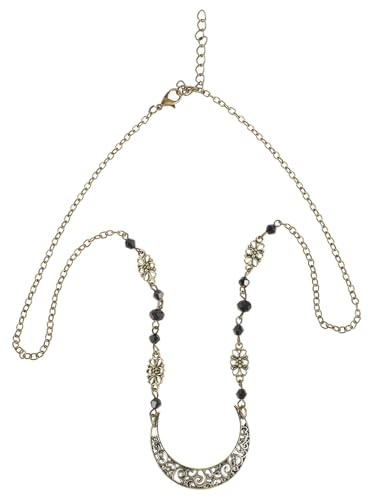PENIKOKO Chaîne de Tête Bohème Lune Vintage en Alliage et Fer Motif Croissant Creux, Accessoire Coiffure Femme pour Festival et Mariage Couleur Café