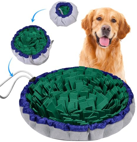 AMFUN 48×48 cm Alfombra Olfativa Perros, Reutilizable y Lavable, Fomenta Las Habilidades de Comer Lentamente y Buscar Comida, para Perros Grandes y Cachorros - Verde