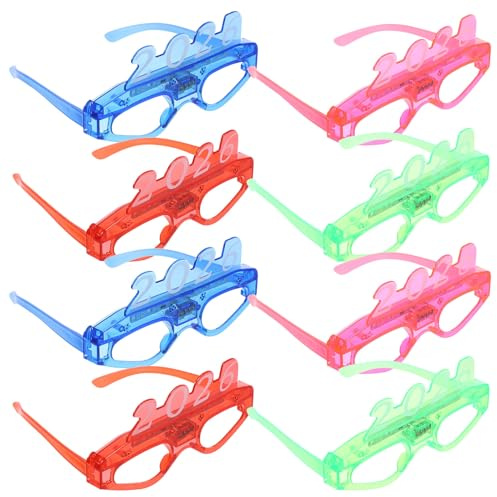 Toyvian 8 Stück-pack Partygläser aus Kunststoff mit Leuchtender Funktion und Austauschbaren Batterien Blinkende Partybrillen für Outdoor Konzerte und Abschlussfeiern