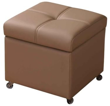 Camel Aufbewahrungs-Pouf mit Rädern, gepolsterte Ottoman-Bank für den Eingangsbereich, Leder-Fußstütze für Sofa, tragbarer Würfelsitz mit Klappdeckel, stilvolle Heimdekoration