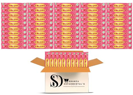 Refreshers Strawberry Chew Bars – Classic Retro Sweets | Fizzy Sherbet-Filled Strawberry Chewy Bars | Vegetarian-Friendly Candy for Parties, Sharing & Gifting (60 Bars)