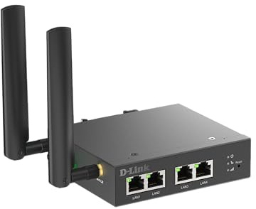 D-Link DWM-314-T Routeur Modem 4G Multi-Connect – Industriel LTE Cat.4, 150 Mbps Téléchargement, 4 Ports Fast Ethernet, Sécurité VPN, Plug & Play, Gestion à Distance, Montage Rail DIN/Mural