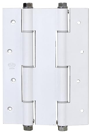 Amig - Charnière Double Action en Aluminium 180x133x4mm | Installation Facile | Pour Portes d'Entrée et de Passage | Inclut Vis et Clé Allen, Blanc, Aluminium