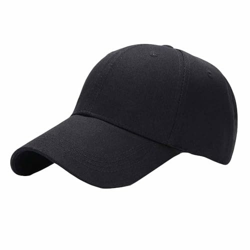 Cotton Baseball Cap Dad Hat – Washed Low Profile Adjustable Hat for Men Women Casual Outdoor Running Golf(Solid Black)