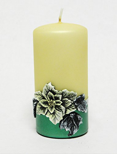 Kerzen Kugelkerze Advent Weihnachten Adventskerzen 4x KW-RAK-008 60x110mm Creme/Grün