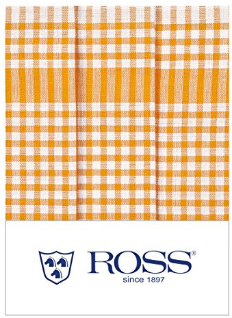Ross 3er Pack Baumwoll-Geschirrtücher Bauernkaro gelb, 50x70 cm