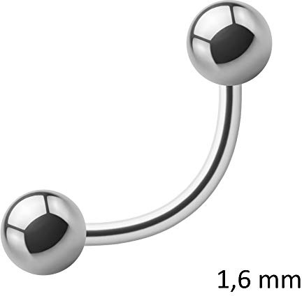 Treuheld® | 1,6mm Piercing Banane | Stahl | Silber | 45 Größen