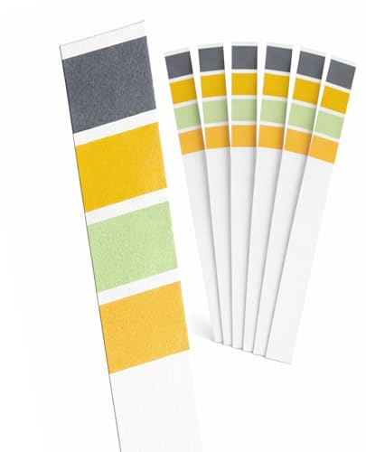 ECENCE pH Teststreifen 100 Stck, Lackmus Testpapier, Messbereich 0-14 | Urin Teststreifen, Säuretest für verschiedene Flüssigkeiten (z. B. Aquarien, Trink-Wasser, Speichel, Pool)