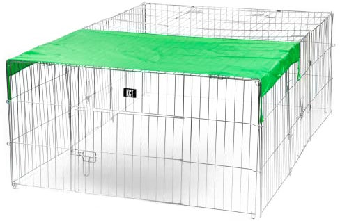 KCT Medium Enclosed Roof Folding Metal Pet Playpen Run for Dogs, Cats, Rabbits, Chickens and More