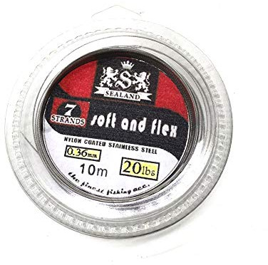 SENYUBBY 5LB-200LB 7 Strands Fishing Line Wire Leader Nylon Coated Stainless Steel Leader Wire with Crimps Sleeves (1pcs-30LB Line)