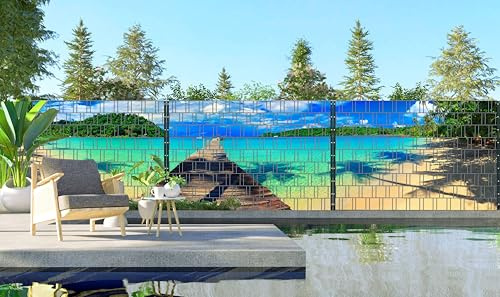 Zaundruck Riesen Panorama Zaun - bedruckte Sichtschutzstreifen für Doppelstabmattenzaun mit großen Panorama Motiv (XXL (3 Zaundfelder), Karibik)
