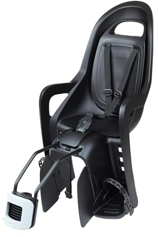 POLISPORT 8406000006 Groovy Maxi FF Rear Child Bicycle Seat – Frame-Mounted Kids Bike Seat For 9 Months To 6 Years, Max Weight 22 Kg, Rear Seat For Children, Easy Installation, Black/Dark Grey