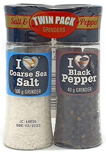 I Love Sea Salt and Black Pepper Picnic Travel Grinder Set