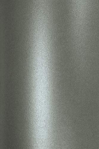 Netuno 10x Bastelpapier Perlmutt Dunkelgrau DIN A4 21 x 29,7 cm 120g Aster Metallic Grey Effektpapier Glanzpapier farbig glänzend bedruckbar für Einladungen Hochzeit Geburtstag Weihnachten Taufe