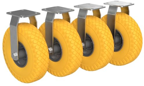 TITAPS 4 x bockhjul med PU-hjul Ø 260 mm 3,00-4, transportrulle, pannesäker