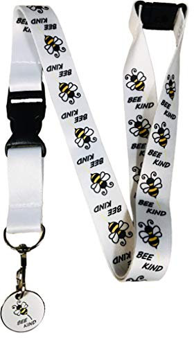 PAC Supplies Global £1 UK Trolley Coin With Detachable Buckle Clip Lanyard & Safety Breakaway (Bee Kind)