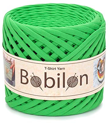 T-shirt-garn i fettuccini-stil, 7–9 mm, trikågarn för virkning och stickning, ekologiskt, makramégarn, bandgarn i 100% bomull, jerseygarn, äppelgrön