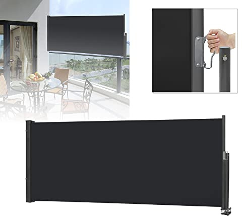 LARS360 Seitenmarkise Ausziehbar Sichtschutz Windschutz, Seitenmarkise Balkon mit Bodenmontage,Seitenwandmarkise Markisenstoff für Terrasse und Balkon,(100x300cm, Anthrazit)