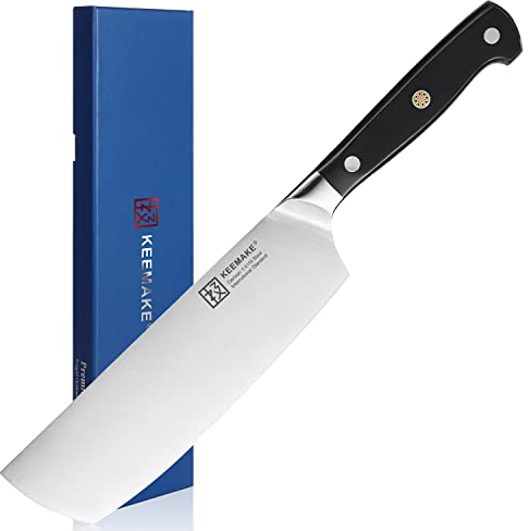 KEEMAKE Nakiri Messer Kochmesser, 17 cm Küchenmesser Gemüsemesser aus hochwertigem Edelstahl, Scharfes Messer mit ergonomischem Griff