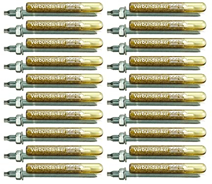 Isolbau Verbundanker Set - Verbundankerpatrone styrolfrei V12 + Ankerstange verzinkt M12 x 260 - ETA/ETAG Zulassung - 20 Stück