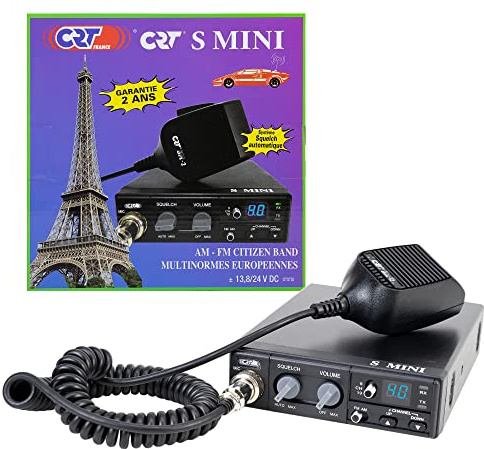 Radio CB CRT S Mini Double Tension, 12/24V, 4W, avec ASQ, AM-FM