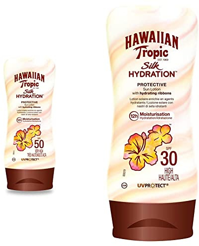 Hawaiian Tropic Silk Hydration Lozione Spf 50, 180ml & SILK HYDRATION LOTION SPF 30, Lozione - 180 ml (Pack of 1)