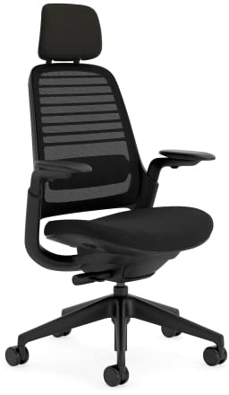 Steelcase Series 1 Ergonomisk kontorsstol med LiveBack-ländryggsstöd, 4D-armstöd, justerbart nackstöd Onyx Schwarz
