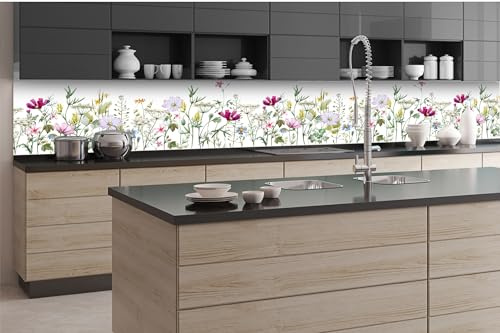 Dimex Küchenrückwand Folie Selbstklebend Blumen-Patchwork 350 x 60 cm | Klebefolie - Dekofolie - Spritzschutz für Küche