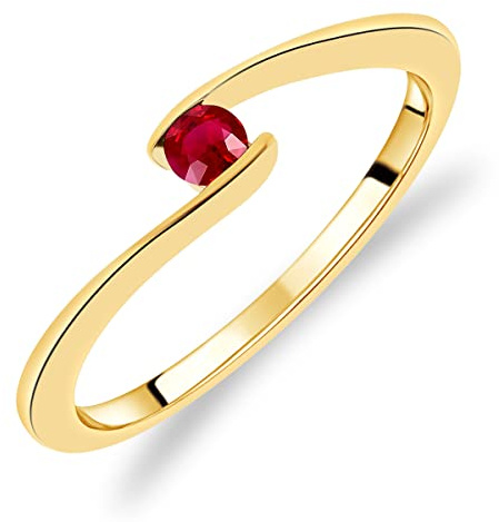 Damen-Solitärring aus Gelbgold 375/1000 mit natürlichem Rubin, 60, Metall, Rubin