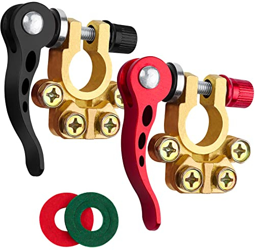 2 Stk Polklemmen Autobatterie 12v 4-Wege, JatilEr Batterieklemmen Polklemme Schnellverschluss Sicher Geklemmt Batteriepolklemmen Messing für PKW, Transporter, Schiffe, Wohnmobile 12/24/60V