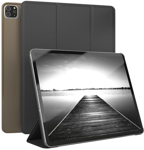 EAZY CASE - Skyddshölje för Apple iPad Pro 12,9 (2018/2020/2021/2022) Smart Cover Tablet Smartcase med ställfunktion Flip ståfunktion Sleep Wake Up Syntetiskt läder Svart