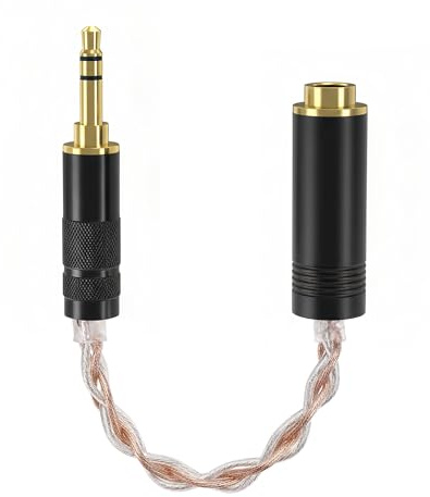 GEEKRIA 3.5mm Stereo Male to 4.4mm Balanced Female Headphones Plug Adapter, 4N OCC Copper and Silverplated Upgrade Conversion Audio Dongle Plug (0.52ft)