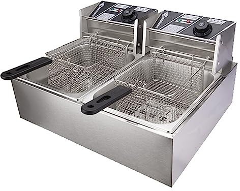 VOLDAX Friggitrice elettrica da 20 L, friggitrice in Acciaio Inossidabile da 2500 W 220 V con Controllo della Temperatura, per Patatine Fritte, Pollo, gamberi e Patatine, friggitrice Facile da Pulire