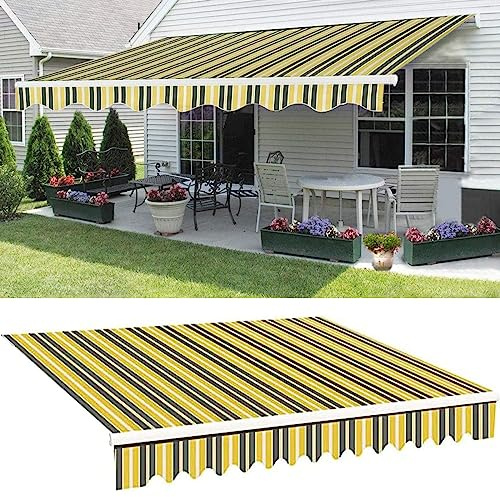DAZULI Sostituzione in tessuto per tenda retrattile, tenda da patio esterno, riparo parasole resistente, per balcone portico, personalizzabile (dimensioni: 3 x 2 m, colore: strisce gialle)
