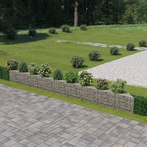 JUNZAI Gabionenwand, Pflanzkübel, Kräuterbeet, Hochbeete-kit, Pflanztrog, Vertikalbeet, Pflanzgefäße, Pflanzencontainer, Verzinkter Stahl 630×30×50 cm