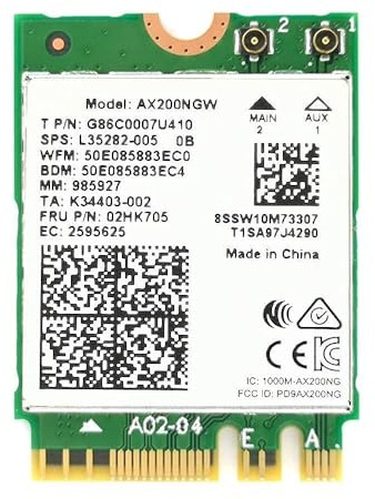 WiFi 6 Dual Band Adapter for Intel AX200 | M.2 Interface 802.11ax for PCs | Up to 2.4 Gbps | Bluetooth 5.2 Enabled | Compatible with Most Systems | AX200NGW No vPro (AX200)