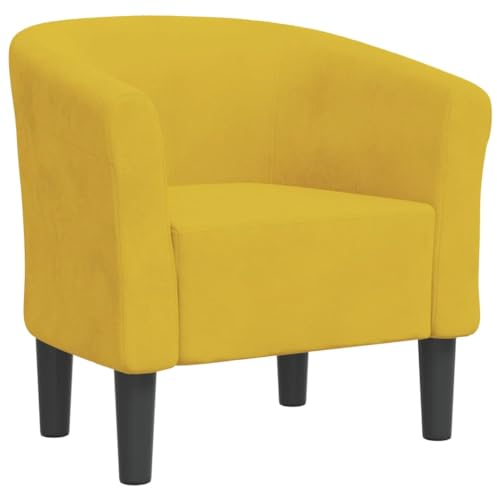 vidaXL Clubsessel, Sessel mit gepolstertem Sitz Armlehnen, Cocktailsessel mit Holzgestell, Loungesessel Relaxsessel Polstersessel, Gelb Samt