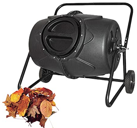 Lnlscle 190L Garden Composter Bin, 360° Rotating Tumbling Compost Bin, Outdoor Large Compost Box with Sliding Doors & Solid Steel Frame Waste Bin