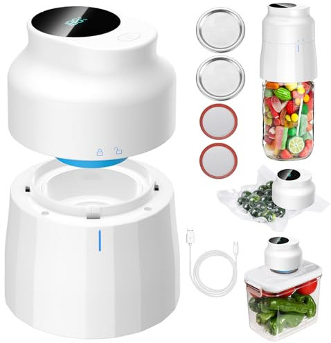 Electric Mason Jar Vacuum Sealer Kit for Wide Mouth and Regular Mouth Mason Jars Vacuum Sealing Machine for Food Storage Compatible with Vacuum Zipper Bags and Vacuum Seal Containers