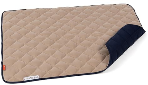 Doctor Bark Hundedecke Fleece Wendedecke - Flauschige, robuste Hundematte für sehr große Hunde - Liegedecke, waschbar bis 95°C (Beige/Marina, XXL - 140x110 cm)
