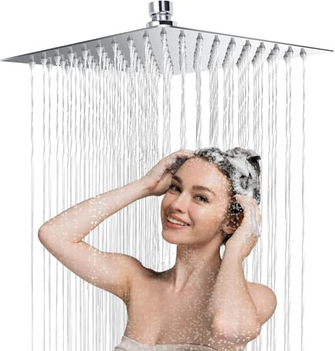 Regenduschkopf, Quadratischer Regen Show Kopf, 50,8 Cm, Luxus Regendusche Anti-Kalk Edelstahl Duschkopf Einbauduschköpfe Duschbrause Kopfbrause Wasserfall Regenduschkopf Moderner