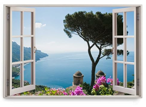 Paul Sinus Wandbild 120x80cm Fensterbild Amalfiküste Italien Mittelmeer Meer Sommer