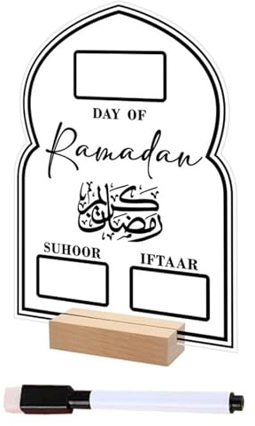 Ramadan Adventskalender 2025, Ramadankalender Kinder, Acryl Ramadan Kalender Brett, Holzsockel Tisch Ornament DIY Eid Mubarak Adventskalender Ramadan Dekoration für Zuhause (E-Set)