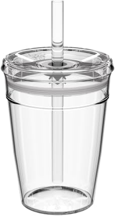 KeepCup Cold Cup - Clear Plastic, Reusable Ice Coffee Cup with Lid and Straw - Medium 12oz (340ml)