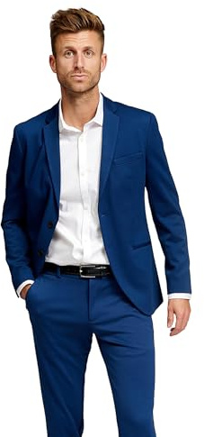 Performance Blazer Herren Blau (Größe 52) – Stylischer Slim Fit Herren Stretch Sakko – Stretch Anzugjacke – Bequemer, praktischer Zwei Knopf Sakko für Business & Freizeit