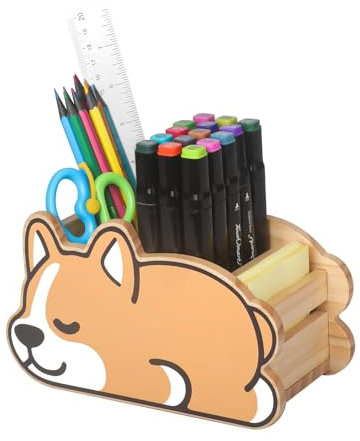 JSVER Stiftehalter Holz, Schreibtisch Organizer Kinder Corgi-förmig Stiftebox Holz Schreibtisch Stifteköcher Mehrzweck Stifte Organizer Kinder Tisch Organizer Kreativer Geschenke für Schule Geburtstag