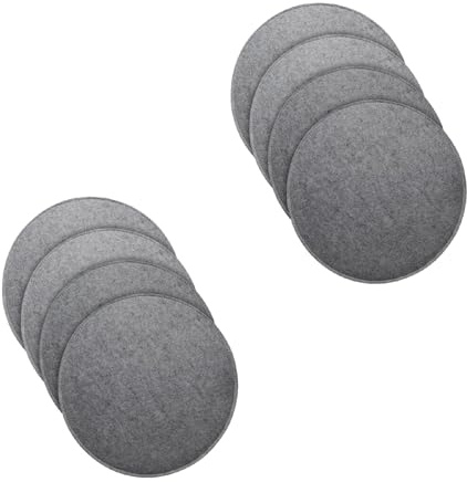 MorNon 8er Set Stuhlkissen, Rund Filz Sitzkissen, ø 35 cm Sitzauflagen für Bank, Sitzkissen mit rutschfesten Einlagen für alle Arten von Stühlen, für drinnen und draußen (Dunkelgrau)