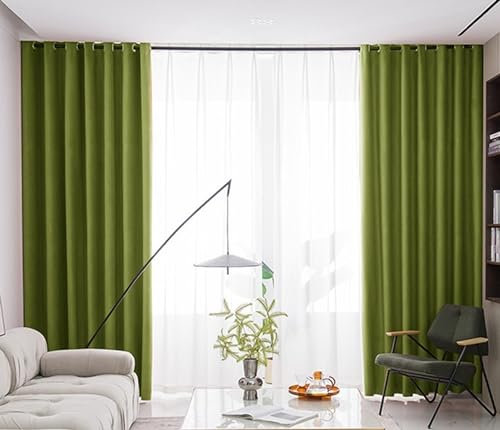 Bishilin Verdunklungsvorhänge mit Ösen 96x138CM, Gardinen Blickdicht 2er Set Modern Einfarbig Olivgrün Vorhänge Verdunkelnd Schlafzimmer Kinderzimmer Jugendzimmer
